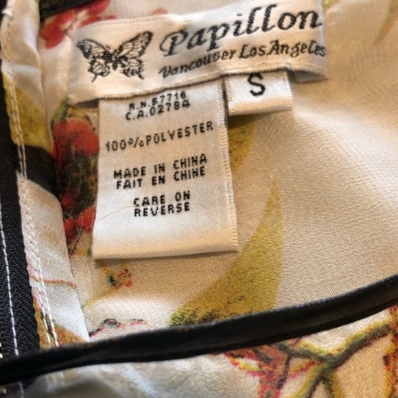 Papillon shortsleeved pullover floral bird print shear  top blouse size small - Picture 5 of 7